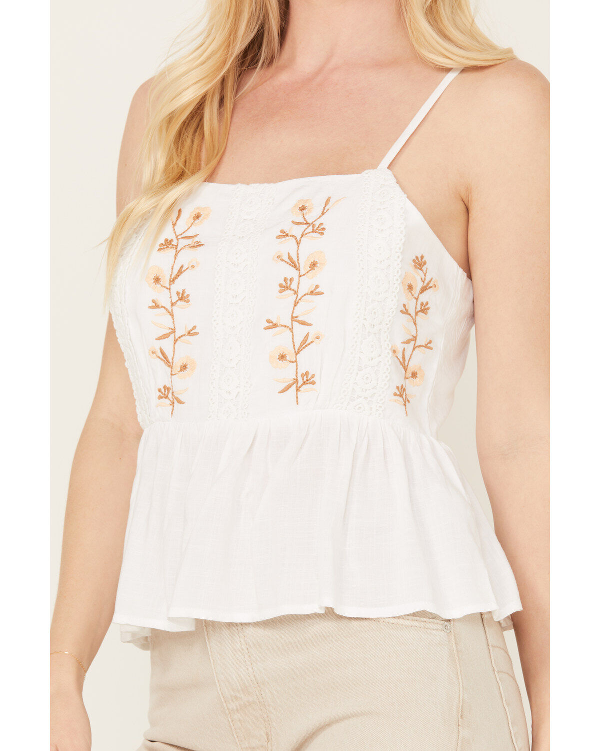Patrons of Peace Women's Anna Floral Embroidered Cami Top