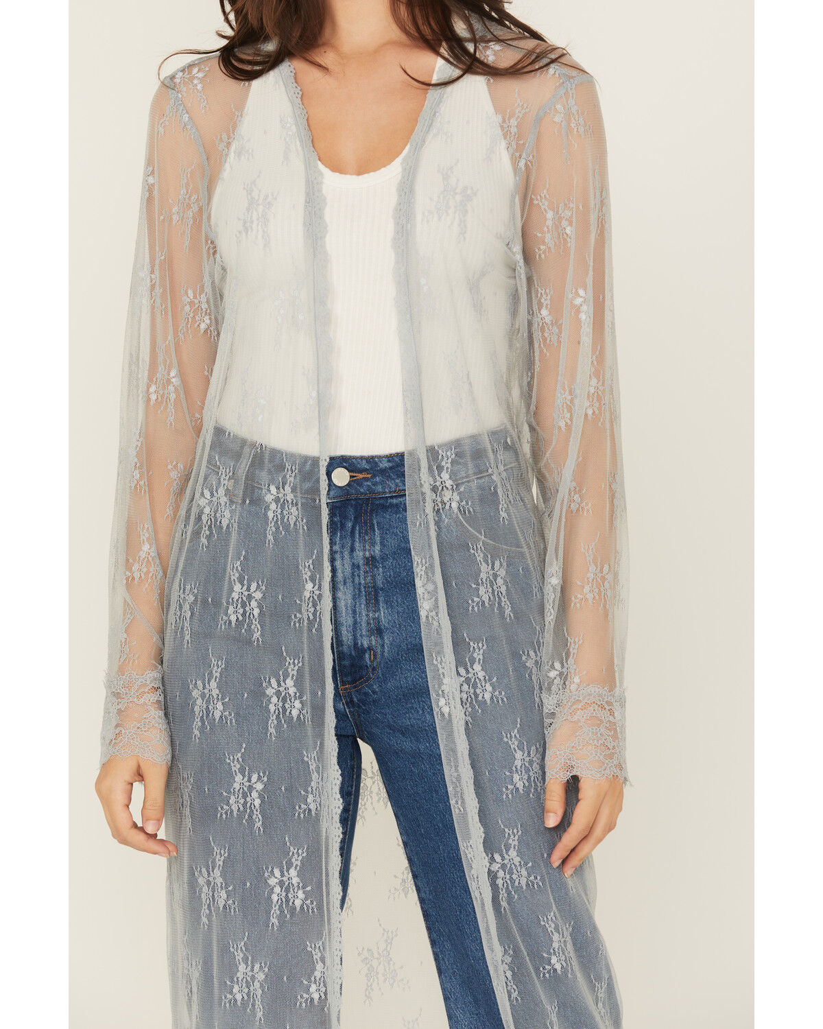 Beyond The Radar Women's Lace Long Sleeve Kimono