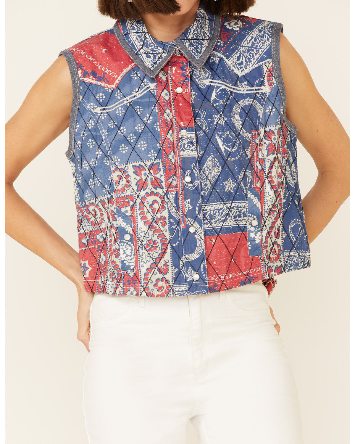 Double D Ranch Women's Multi Print Liberty & Justice For All Snap-Front Vest