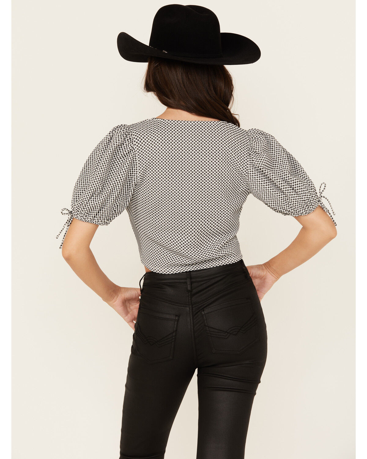 Beyond The Radar Women's Tie-Front Short Sleeve Cropped Shirt