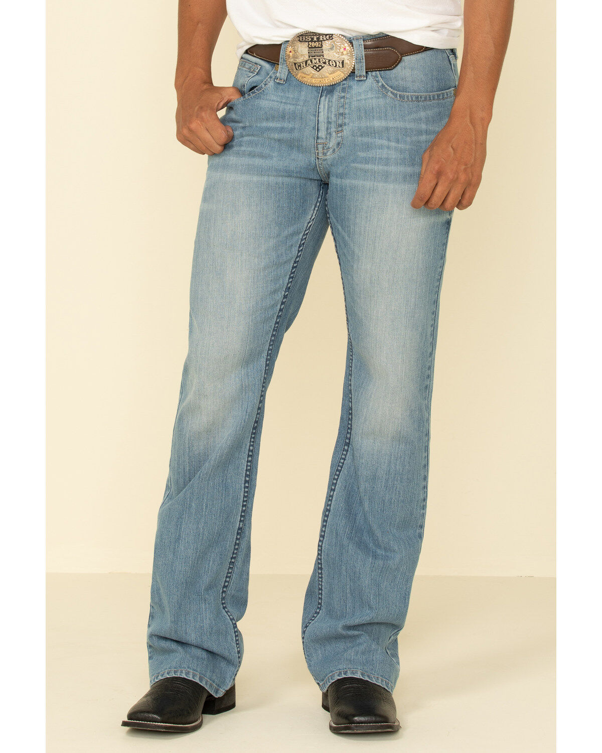 Cody James Men's Hamshackle Light Wash Relaxed Bootcut Stretch Denim Jeans