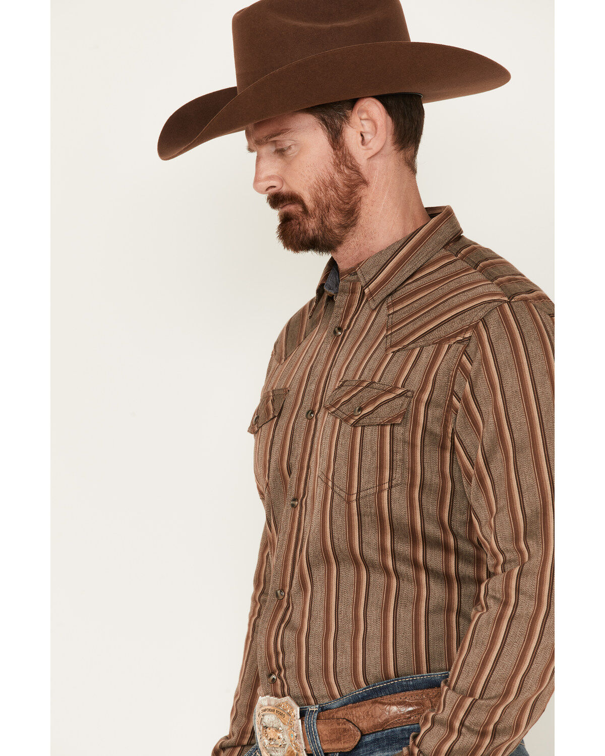 Cody James Men's Railway Striped Long Sleeve Snap Western Shirt