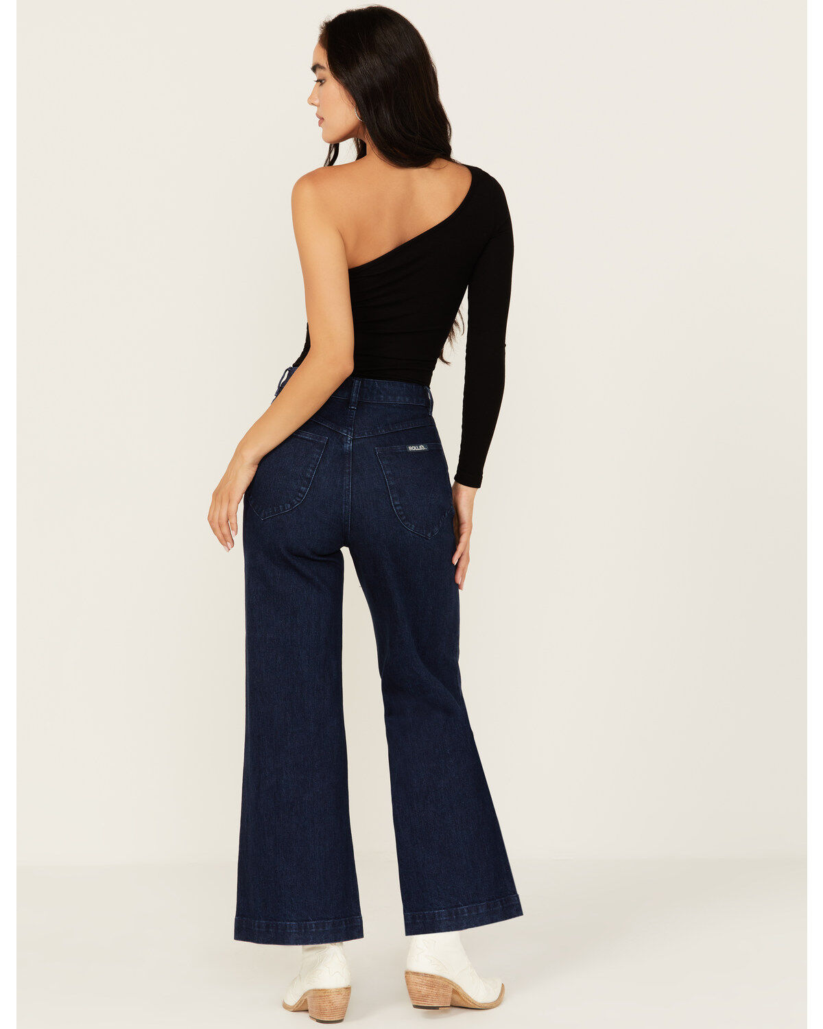 Rolla's Women's Dark Wash High Rise Wide Leg Sailor Stretch Jeans