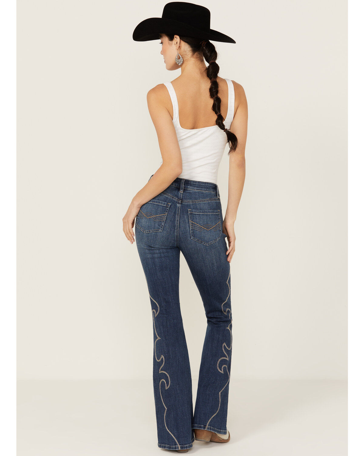 Idyllwind Women's Dark Wash Rebel Western Embroidered Mid Rise Stretch Denim Jeans