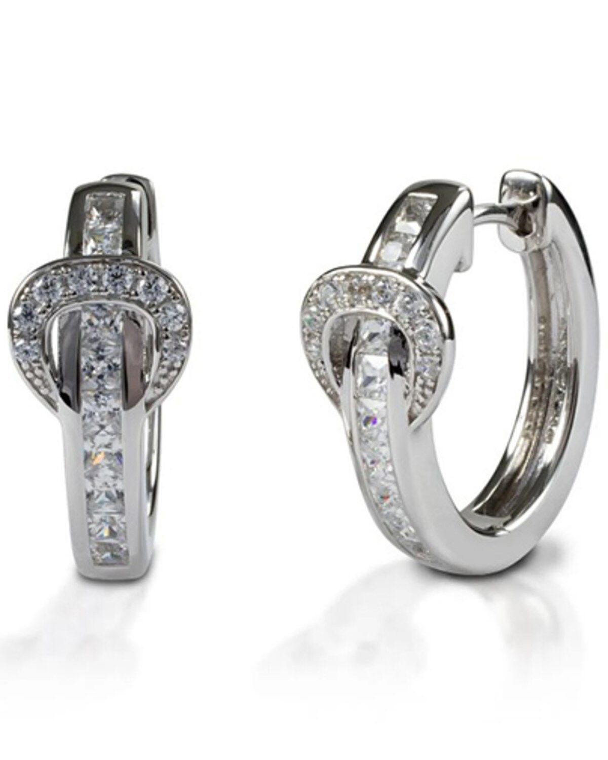 Kelly Herd Women's Clear Contemporary Buckle Hoop Earrings