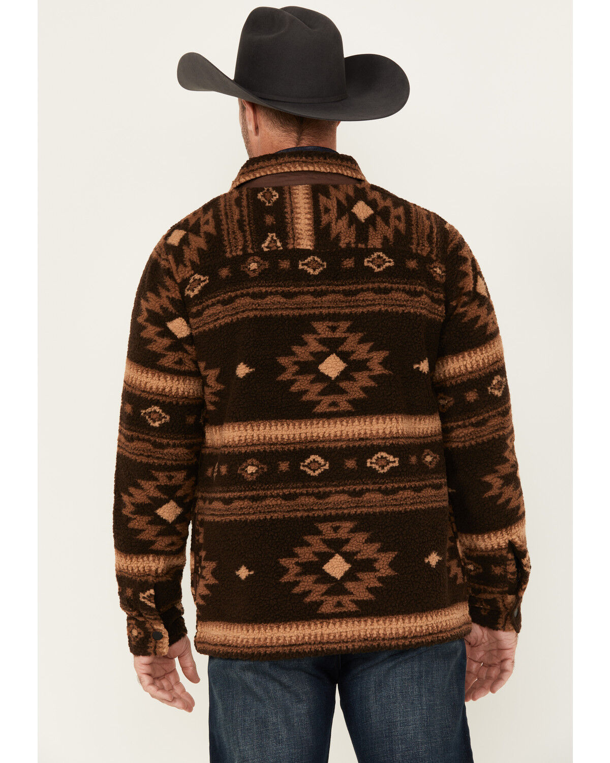 Cody James Men's Highlander Southwestern Print Sherpa Snap Jacket