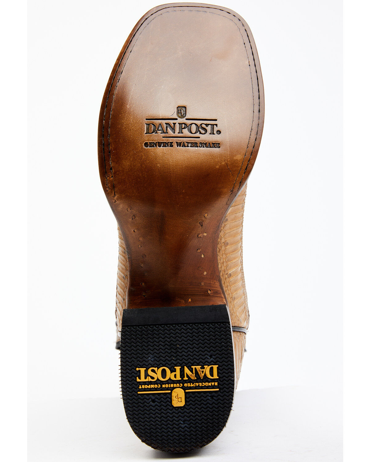 Dan Post Men's Taupe Water Snake Exotic Western Boots - Broad Square Toe