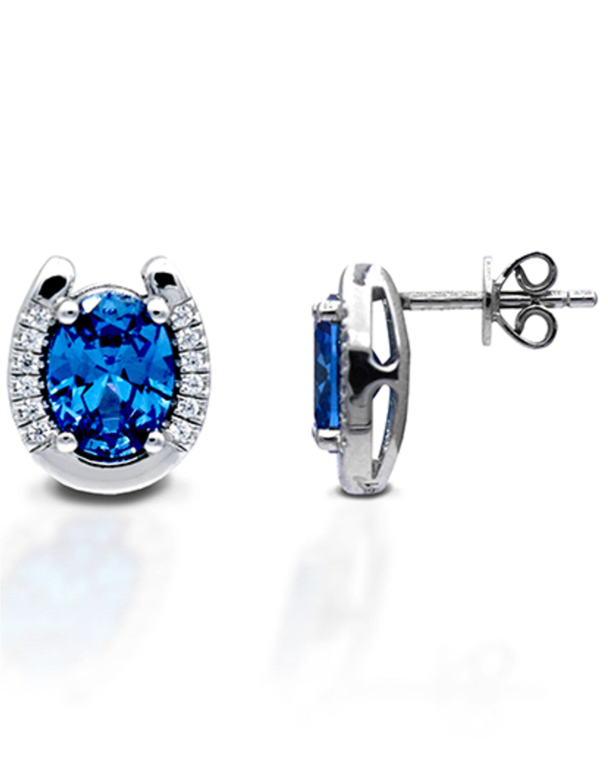 Kelly Herd Women's Sterling Silver Blue Stone Horseshoe Earrings