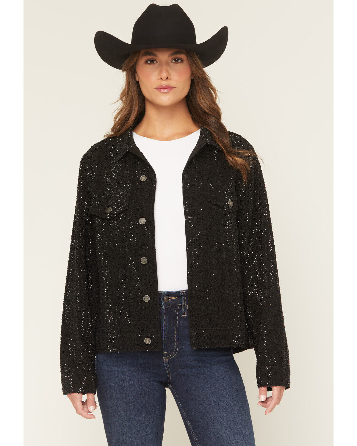 DanielXDiamond Women's Cash Embellished Denim Jacket