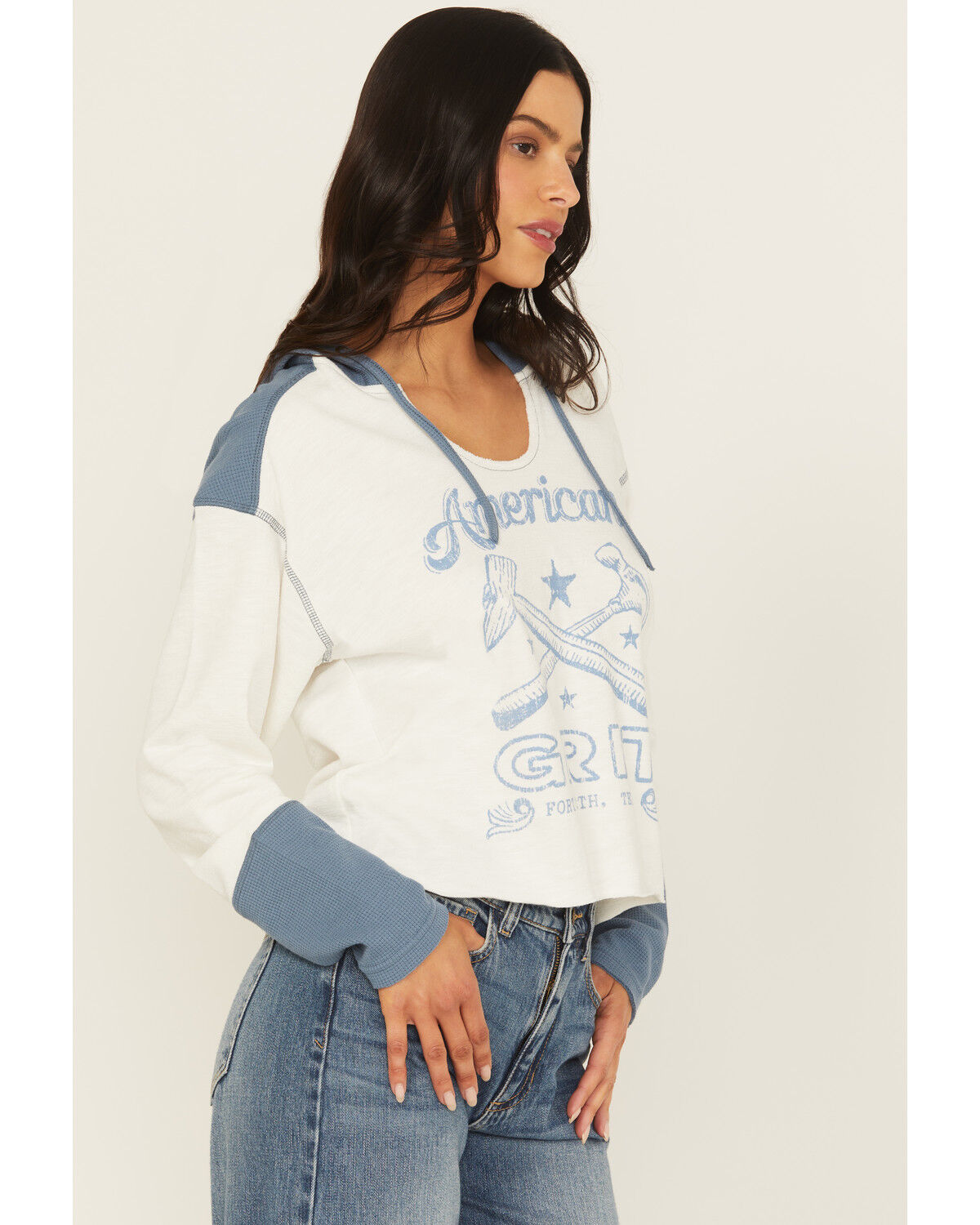 Cleo + Wolf Women's Emily American Blues Knit Hooded Shirt