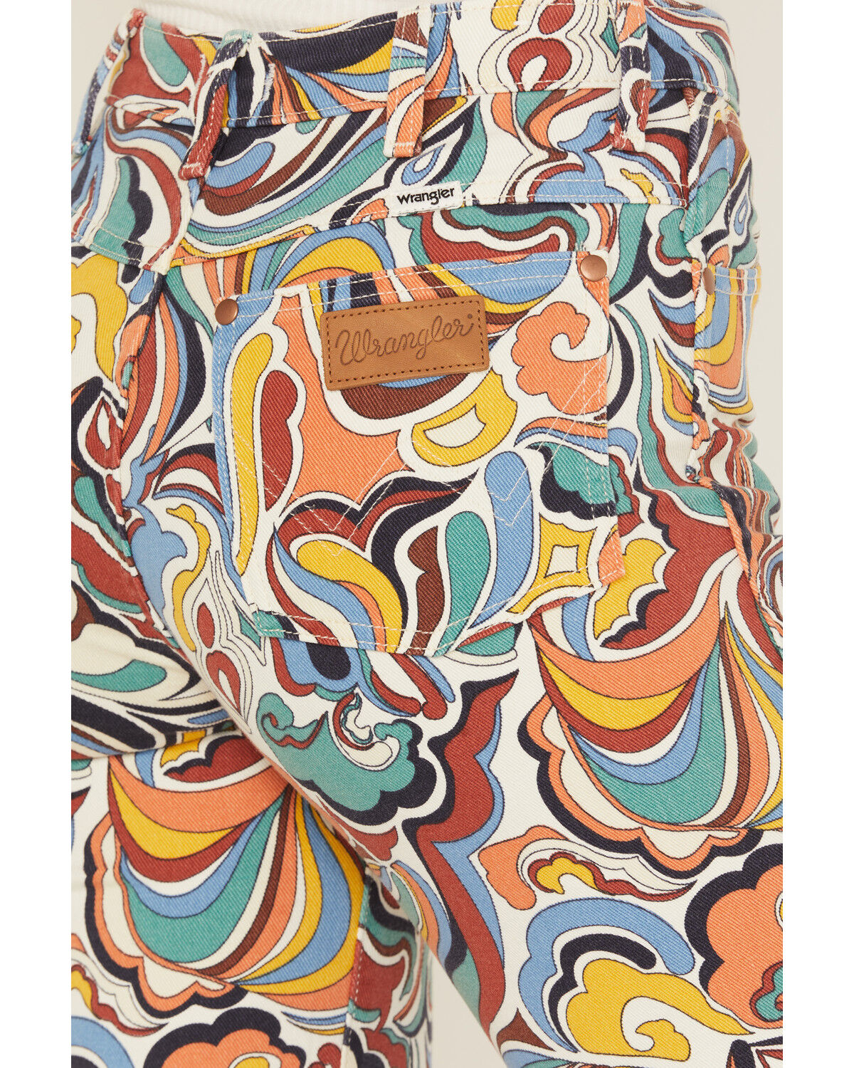 Wrangler Women's Latigo Printed High Rise Heritage Flare Stretch Denim Jeans