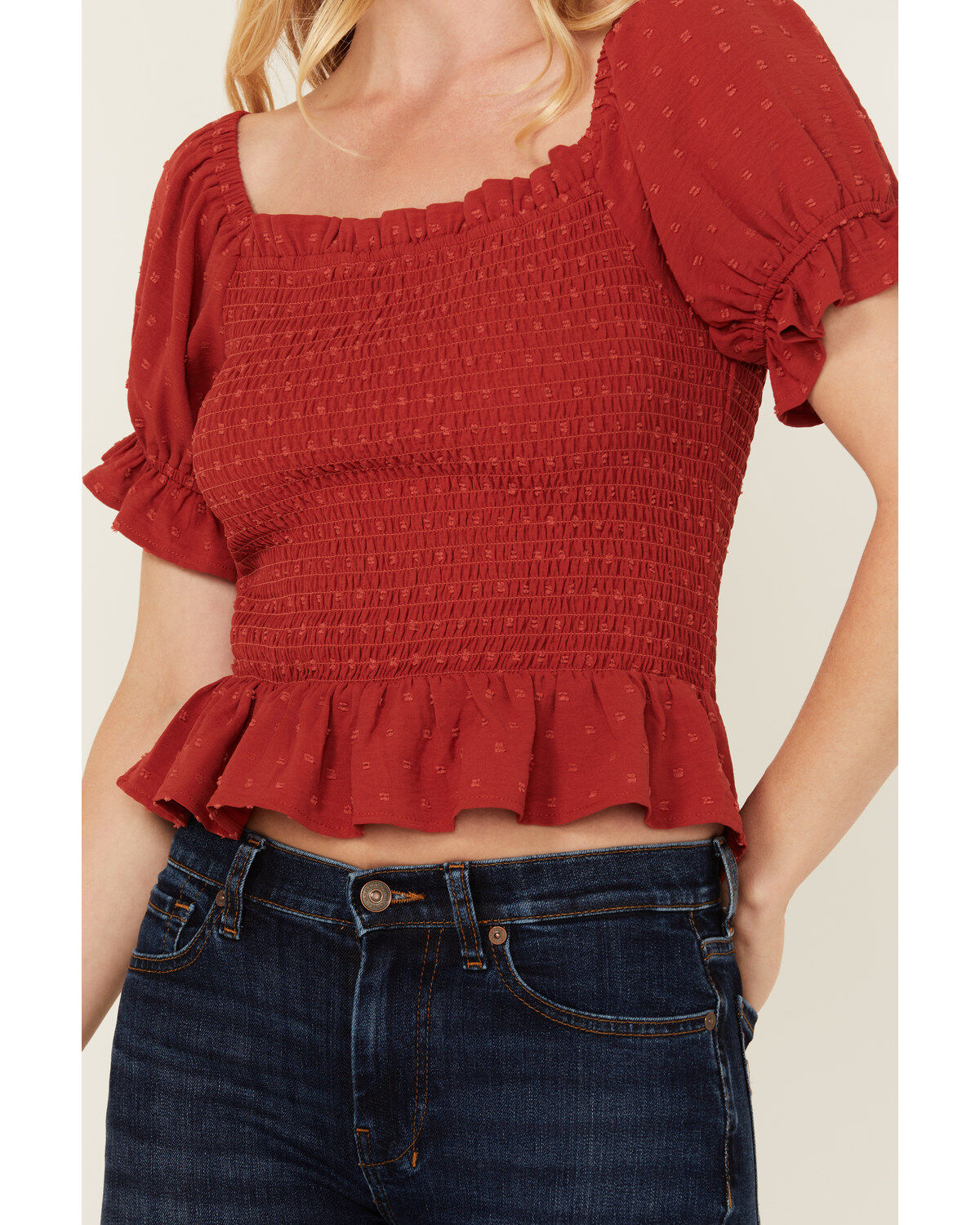 Wild Moss Women's Smocked Short Sleeve Shirt