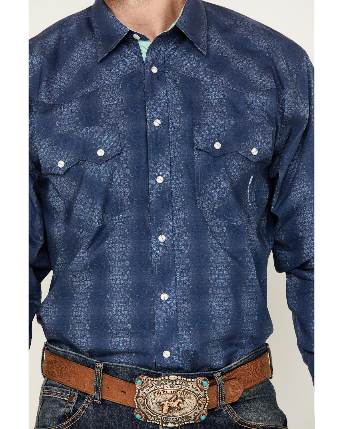 Resistol Men's Lakeland Geo Print Long Sleeve Snap Western Shirt