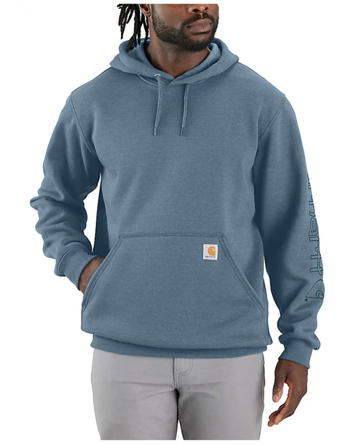 Carhartt Men's Loose Fit Midweight Logo Sleeve Graphic Hooded Sweatshirt
