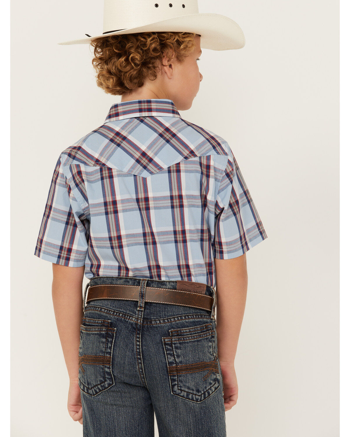 Cody James Boys' Plaid Print Short Sleeve Snap Western Shirt