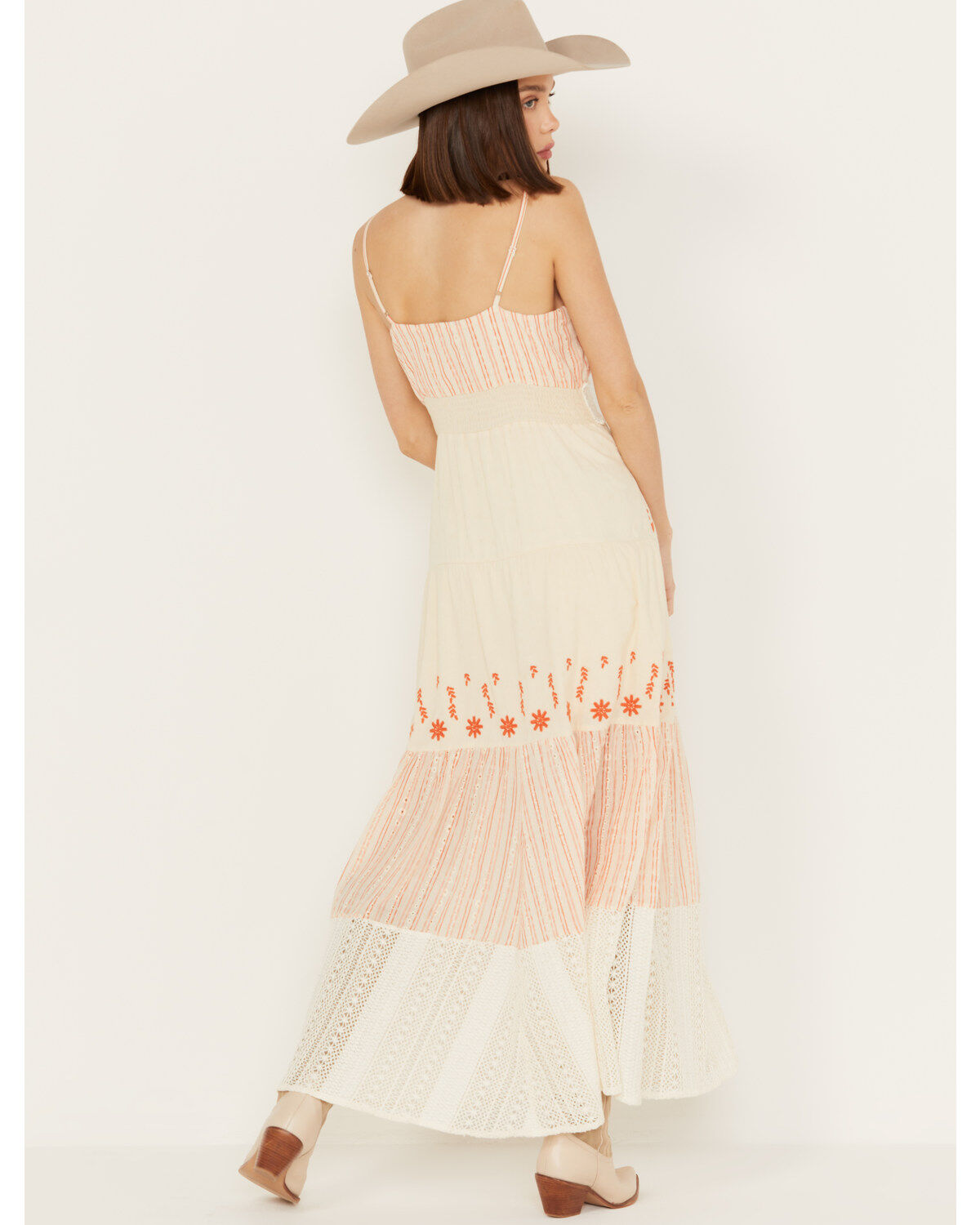 Miss Me Women's Floral Embroidered Sleeveless Maxi Dress