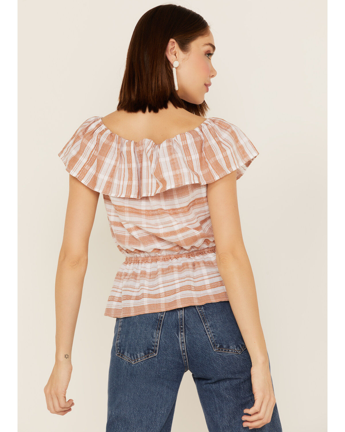 Wrangler Retro Women's Southwestern Stripe Off Shoulder Top