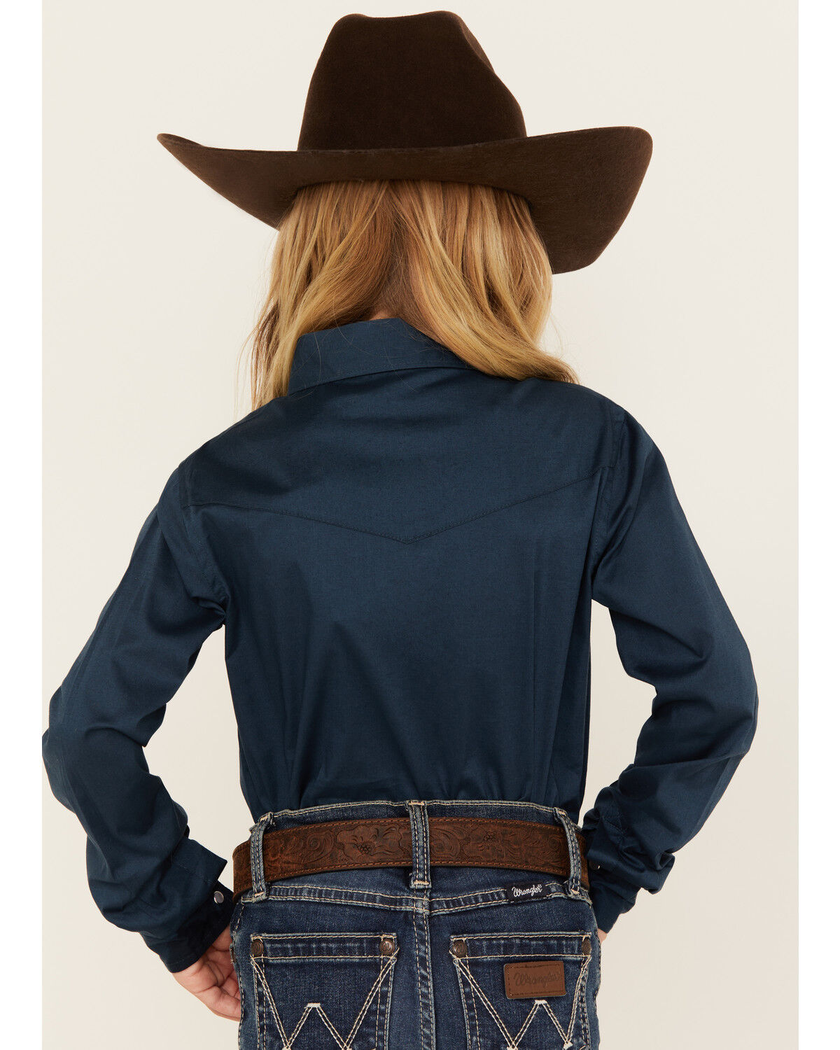 Shyanne Girls' Solid Rhinestone Long Sleeve Snap Stretch Western Shirt