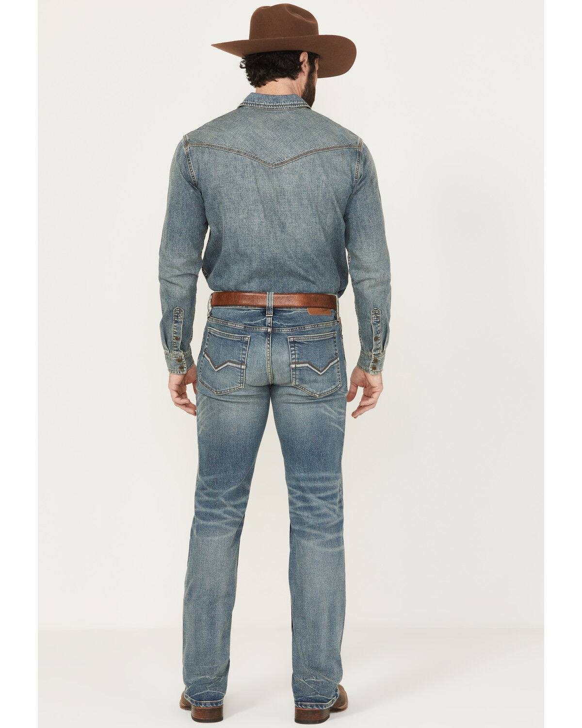 Moonshine Spirit Men's Twister Medium Wash Slim Straight Stretch Denim Jeans