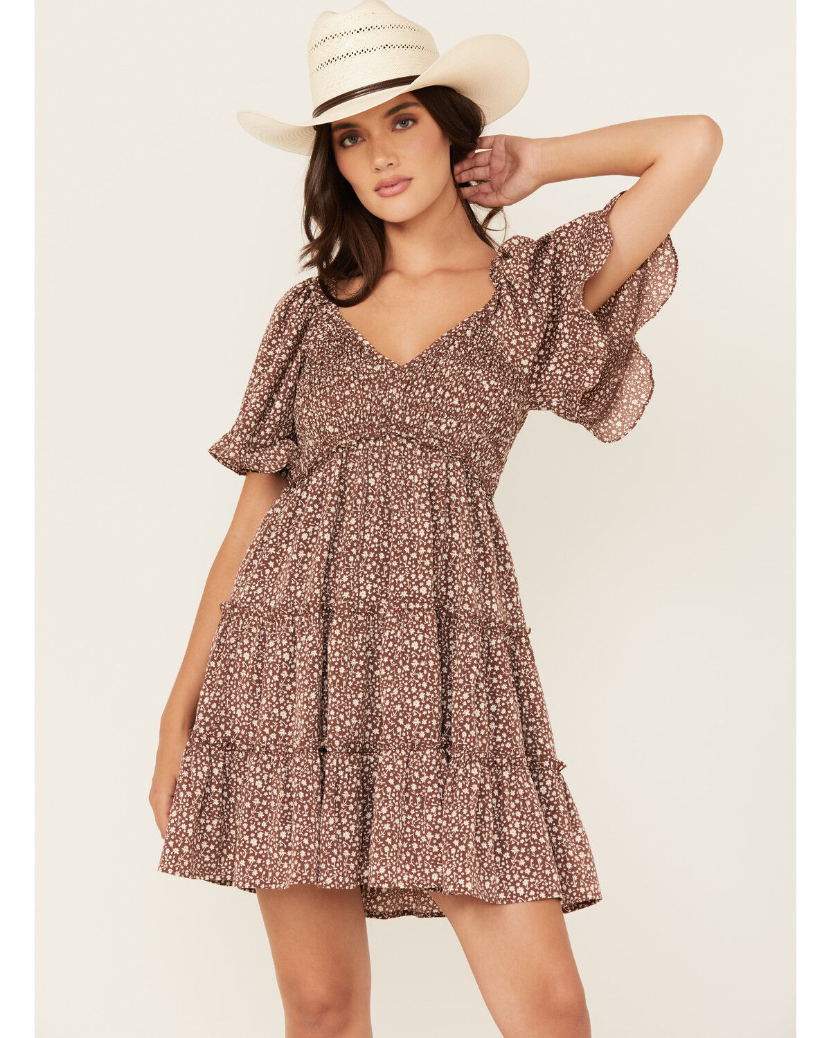 Yura Women's Floral Print Short Sleeve Mini Dress