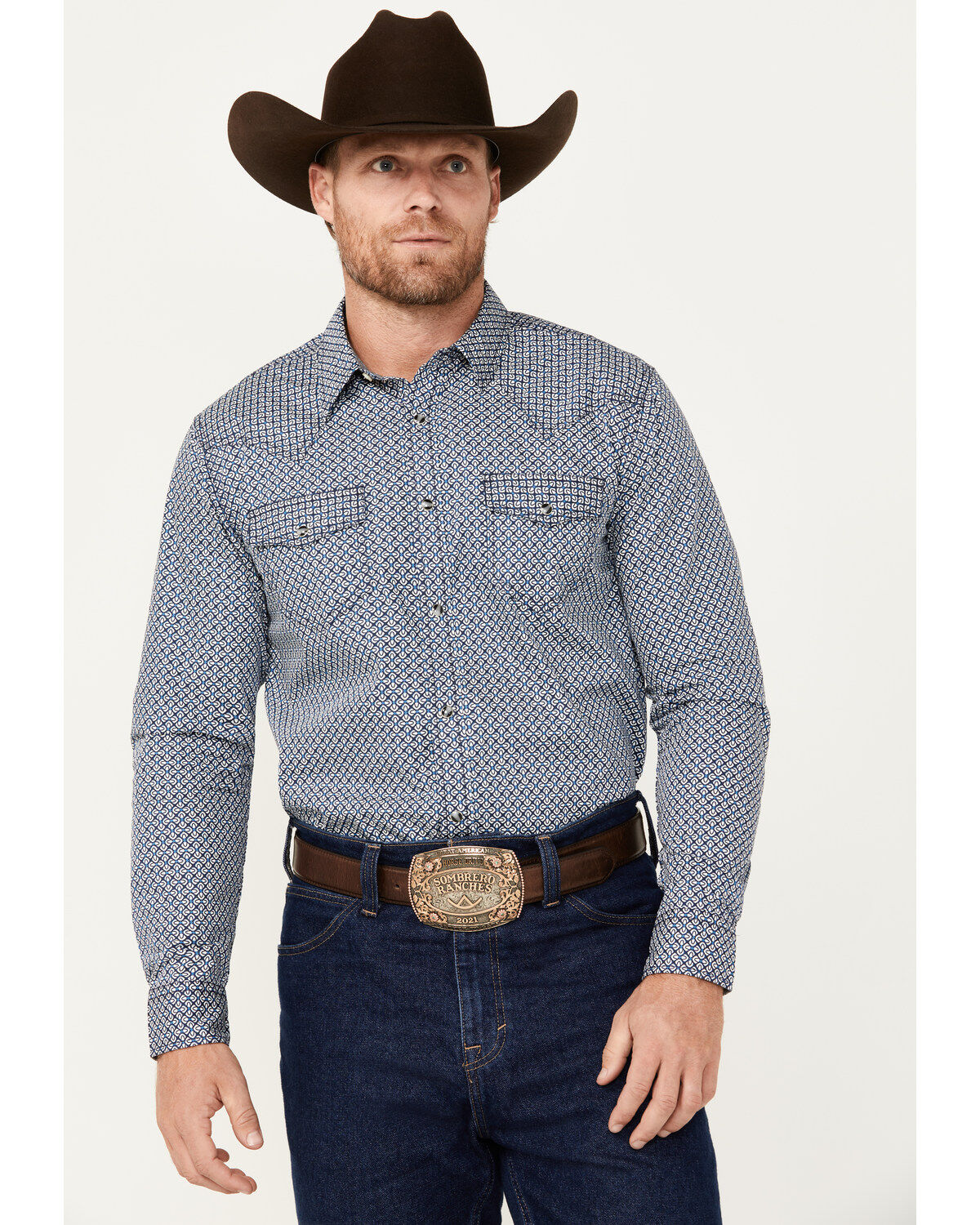 Cody James Men's Reride Geo Print Long Sleeve Snap Western Shirt - Big