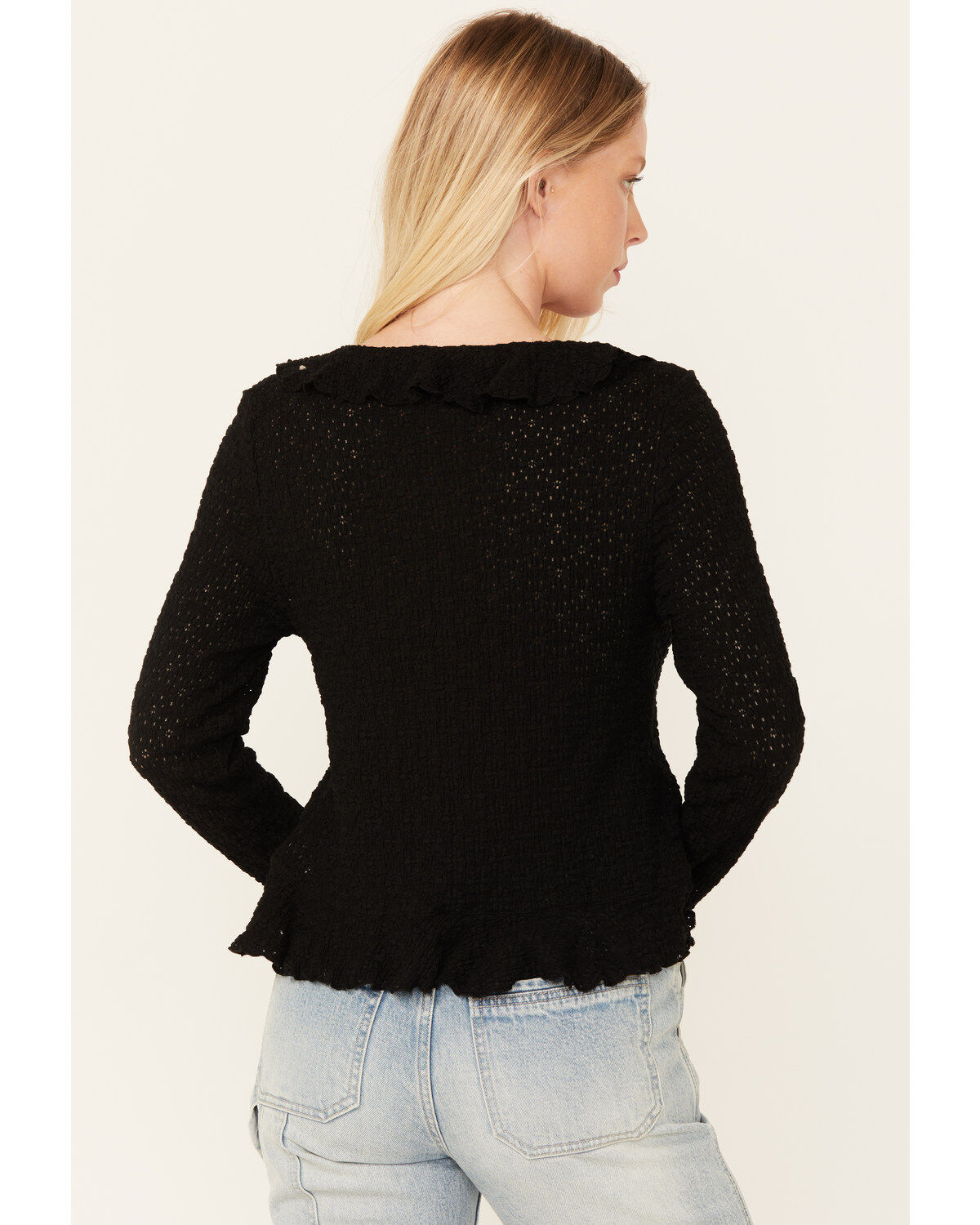 Bila77 Women's Ruffle Front Maxella Long Sleeve Top