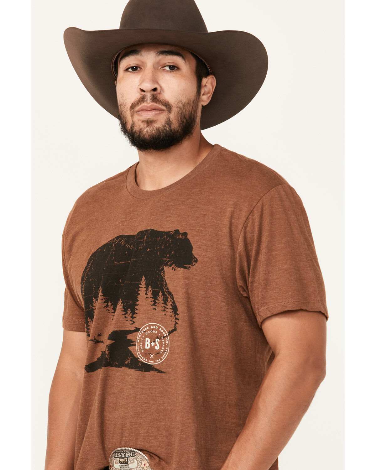 Brothers and Sons Men's Brown Bear Short Sleeve Graphic T-Shirt