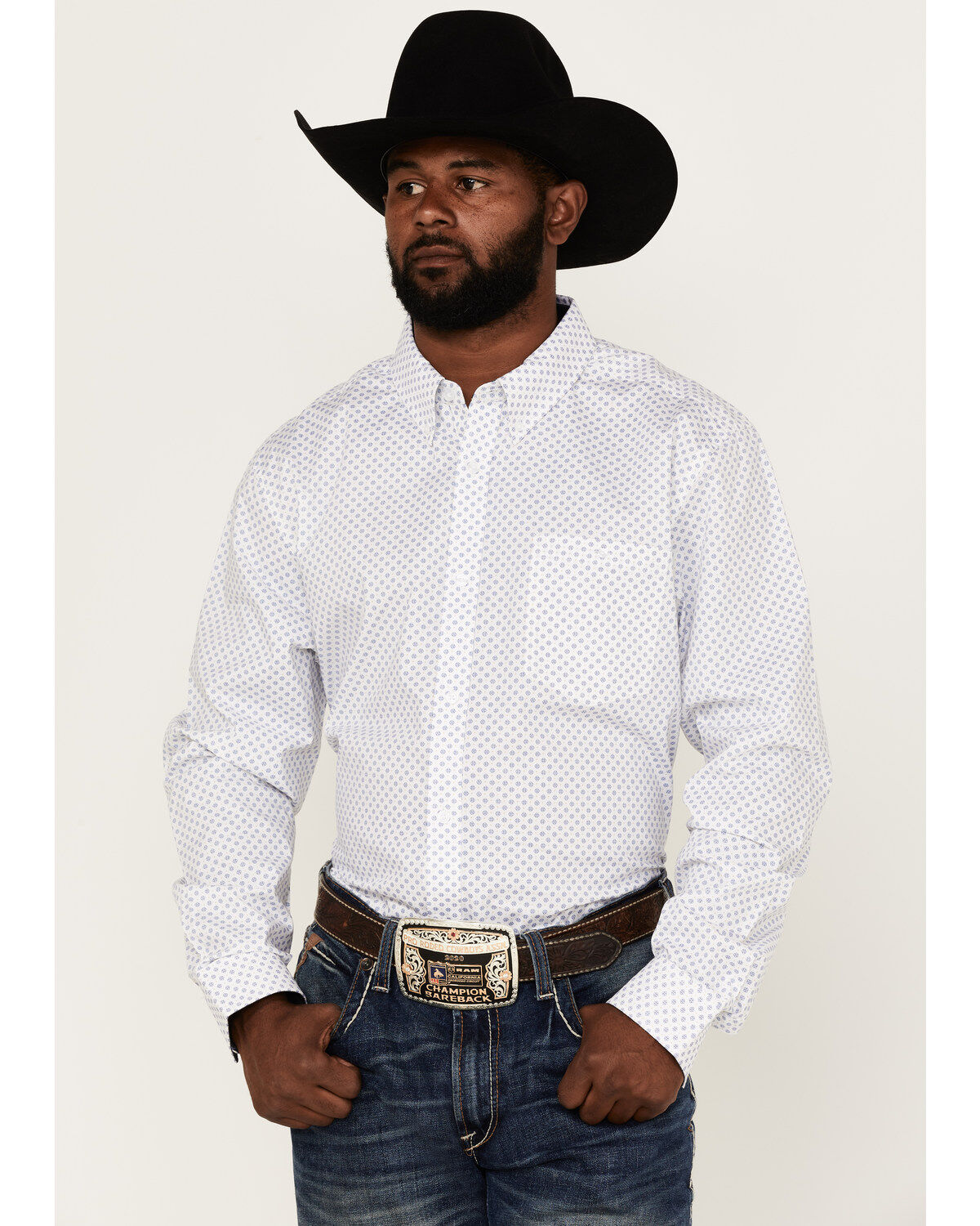 RANK 45® Men's Mash Up Floral Geo Print Long Sleeve Button Down Western Shirt - Big & Tall