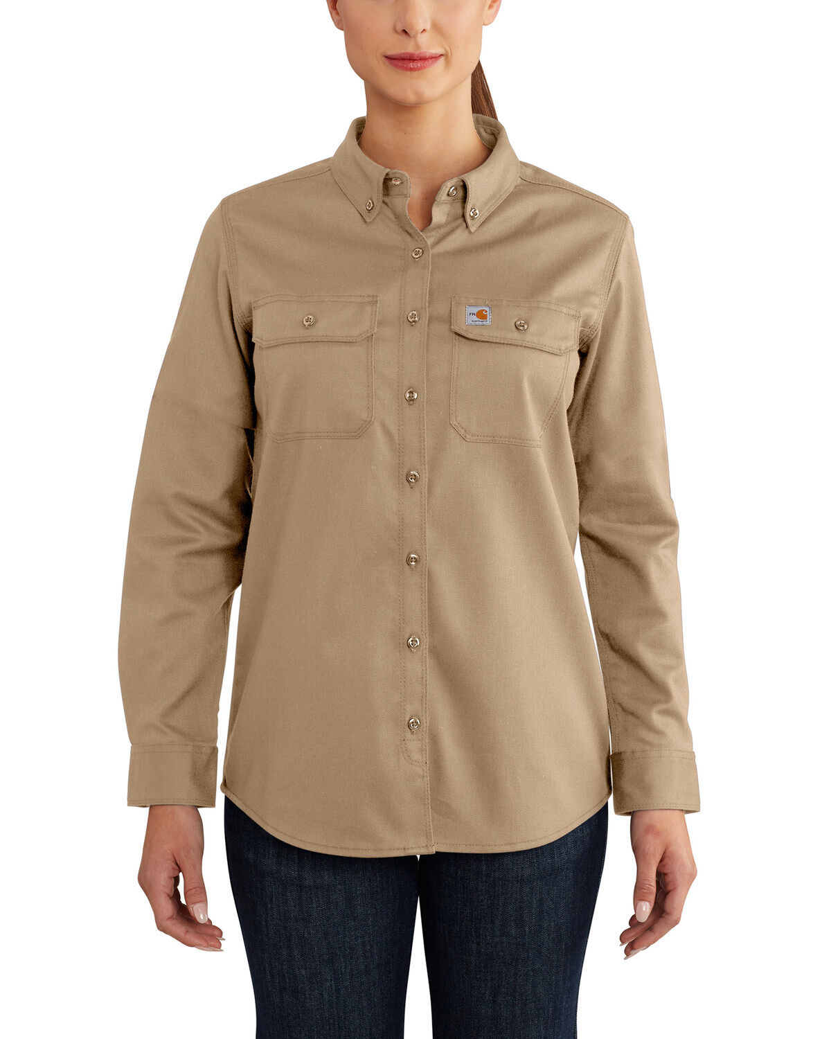 Carhartt Women's FR Solid Rugged Flex Long Sleeve Button-Down Work Shirt