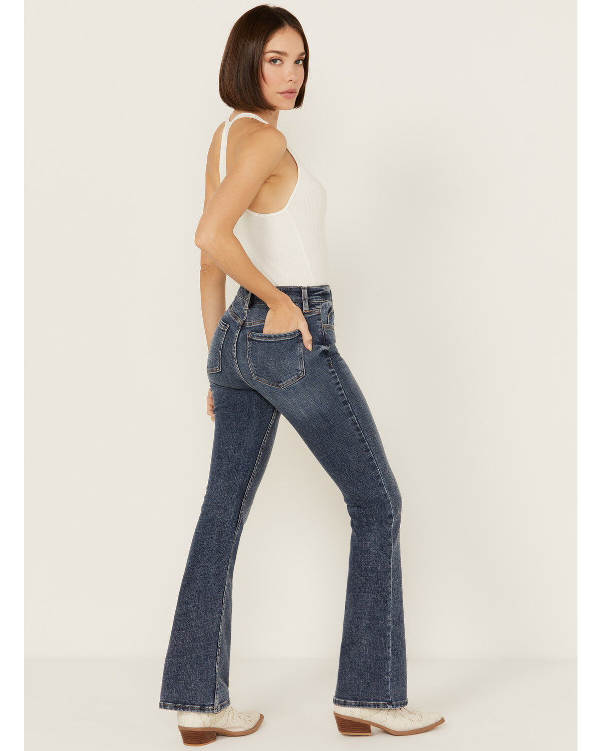 Shyanne Women's Medium Wash Celeste Honeysuckle High Rise Bootcut Stretch Denim Jeans