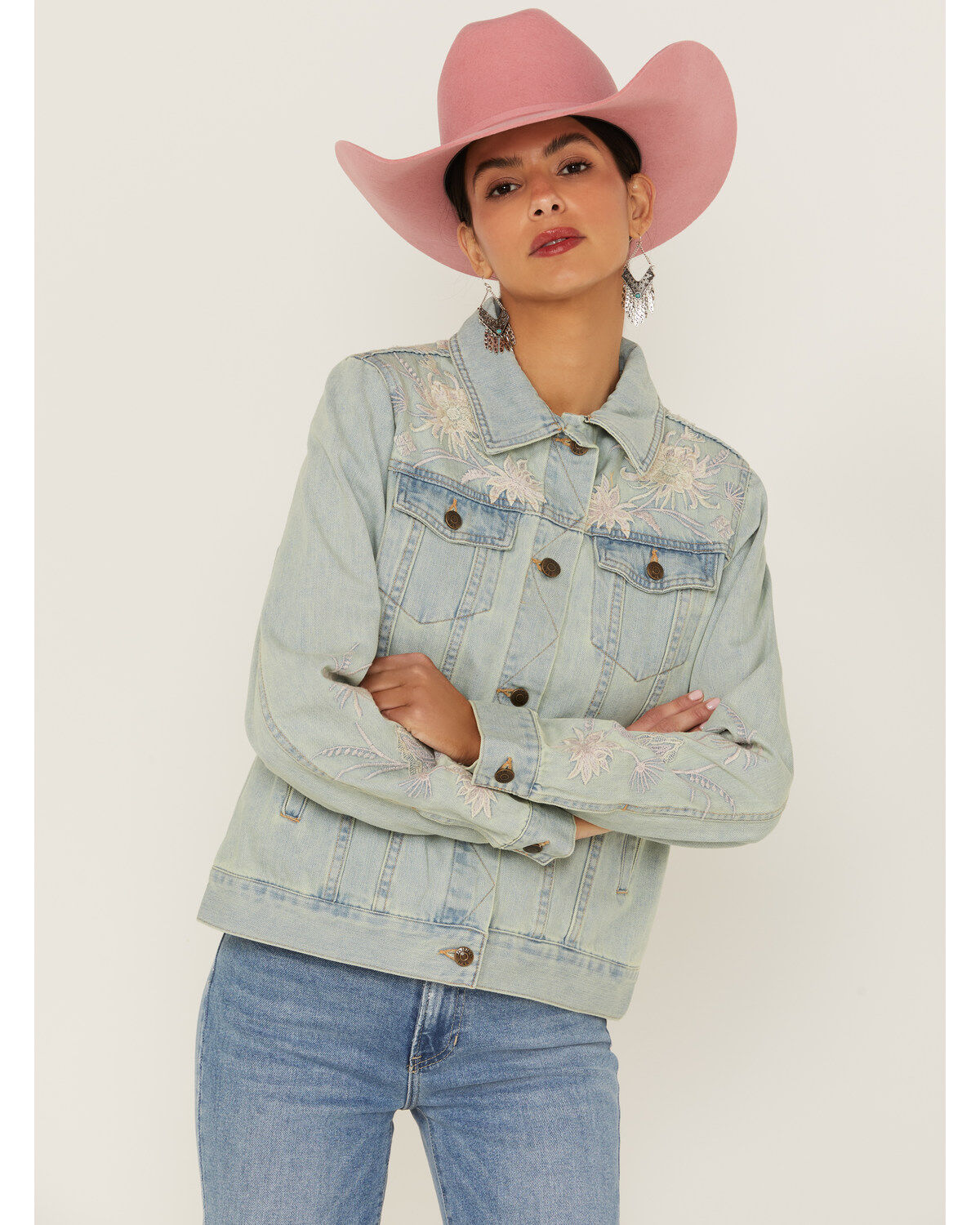 Johnny Was Women's Devere Embroidered Denim Jacket