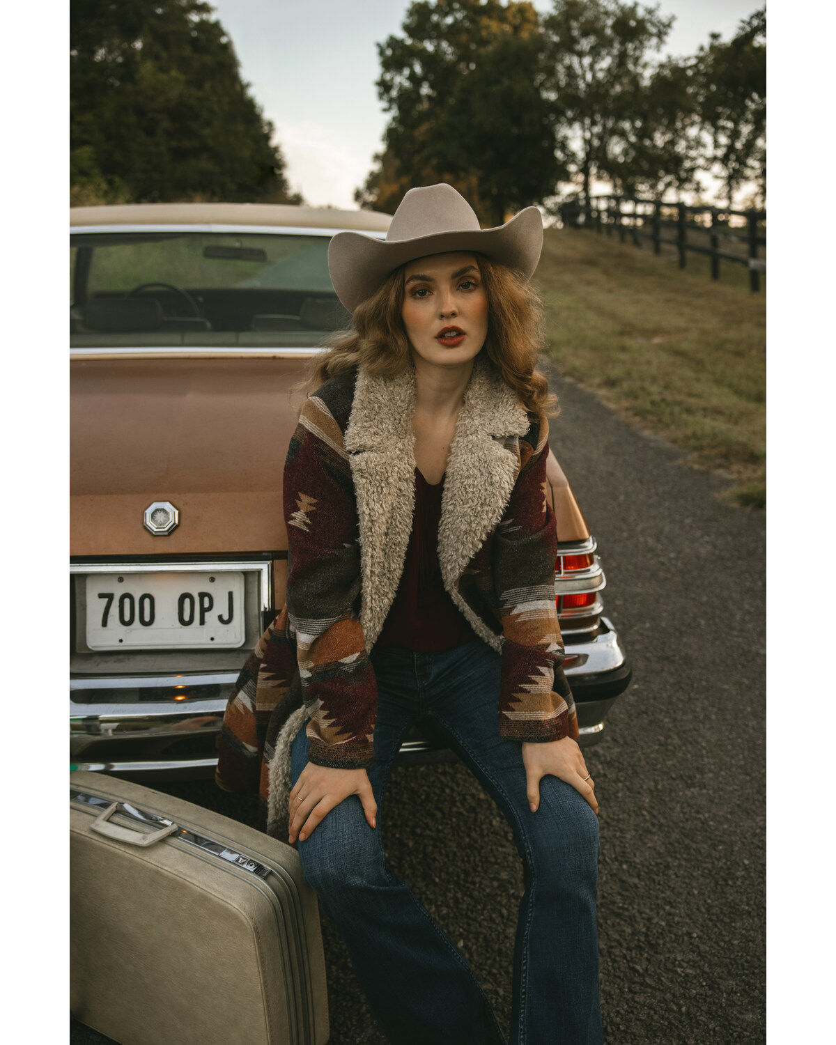 Idyllwind Women's Lynn Southwestern Print Faux Fur Collar Shacket