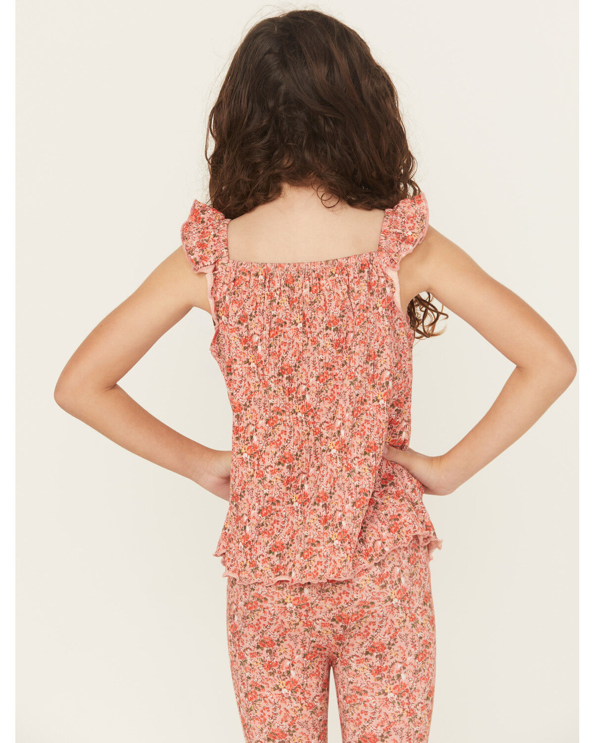 Shyanne Girls' Ditsy Floral Print Ruffle Sleeve Shirt