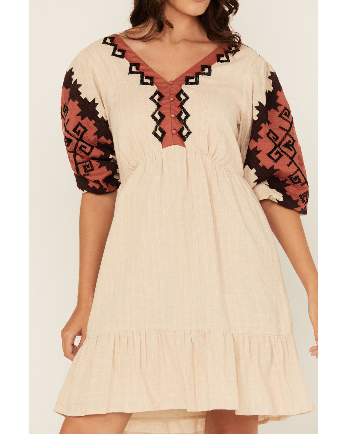 Shyanne Women's Embroidered Quarter Sleeve Mini Dress