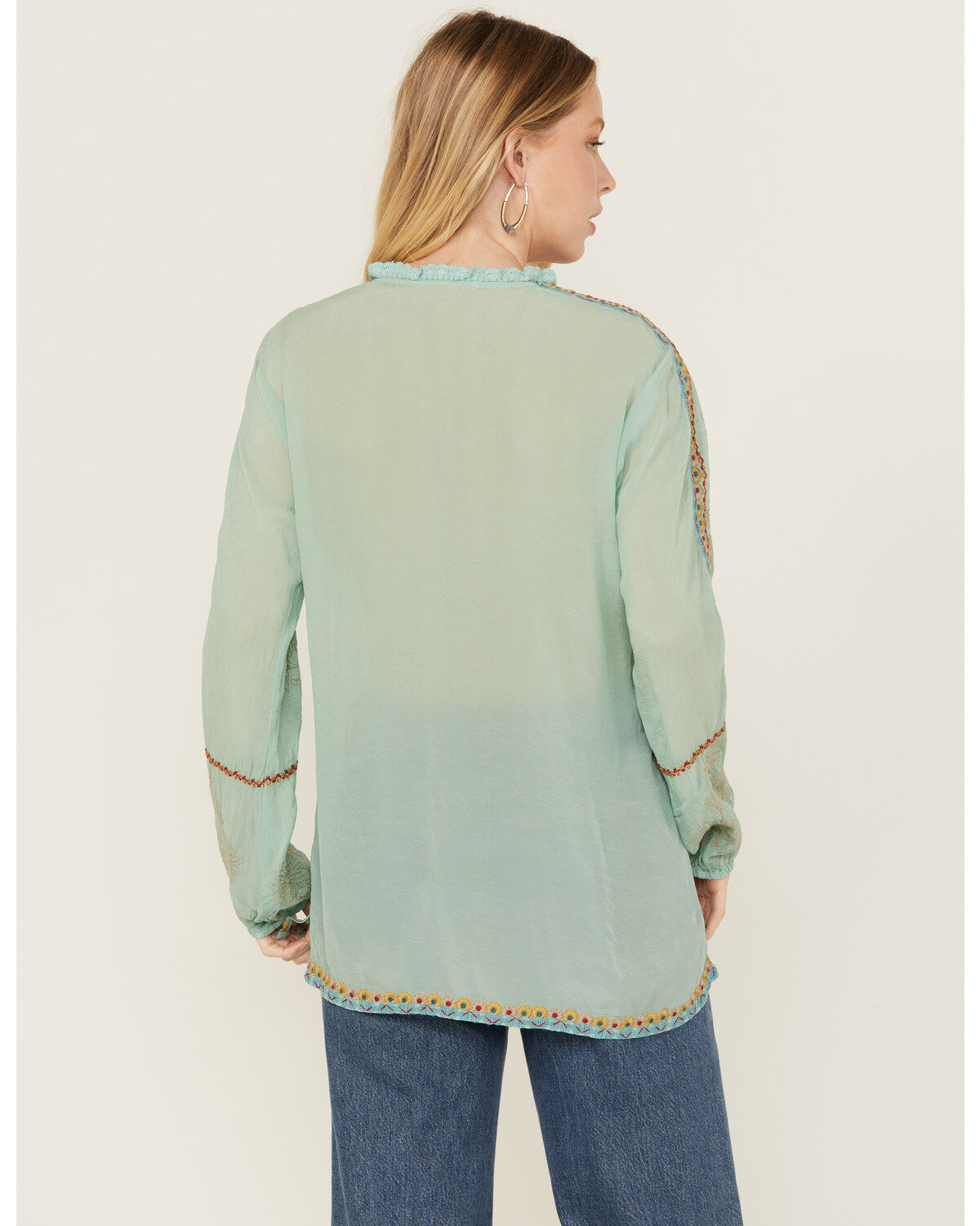 Johnny Was Women's Floral Embroidered Long Sleeve Shirt