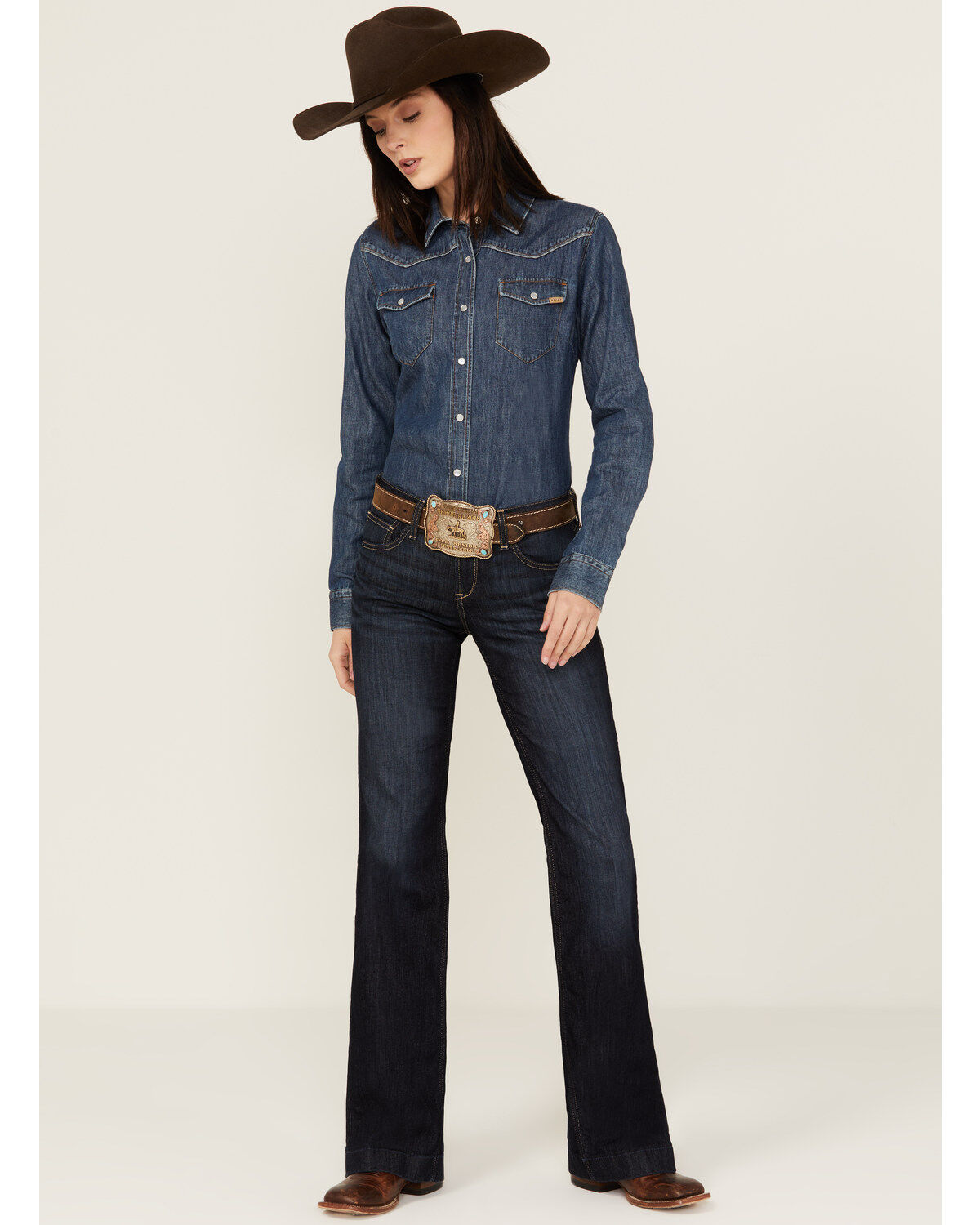 Ariat Women's R.E.A.L. Dark Wash Ophelia Prefect Rise Trouser Denim Jeans
