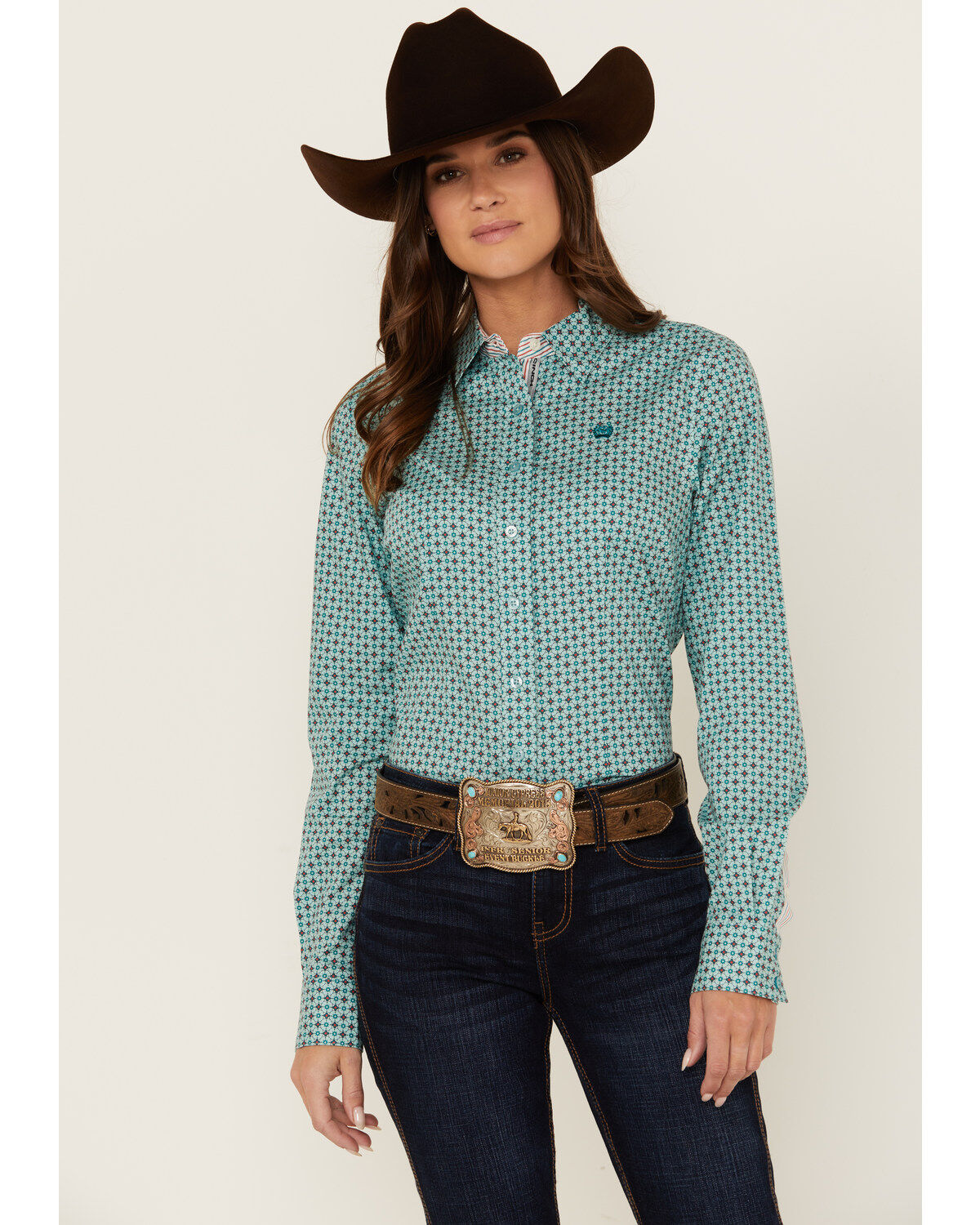 Cinch Women's Printed Long Sleeve Button-Down Western Shirt