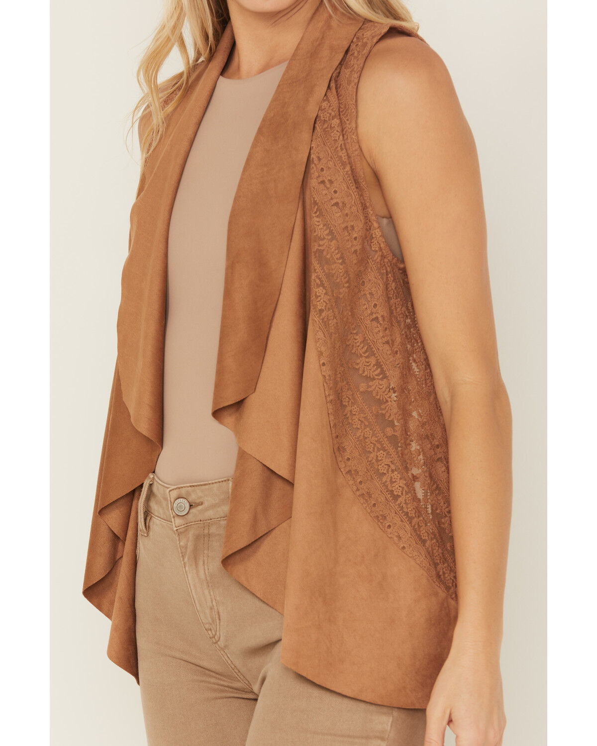 Shyanne Women's Cascade Lace Faux Suede Vest