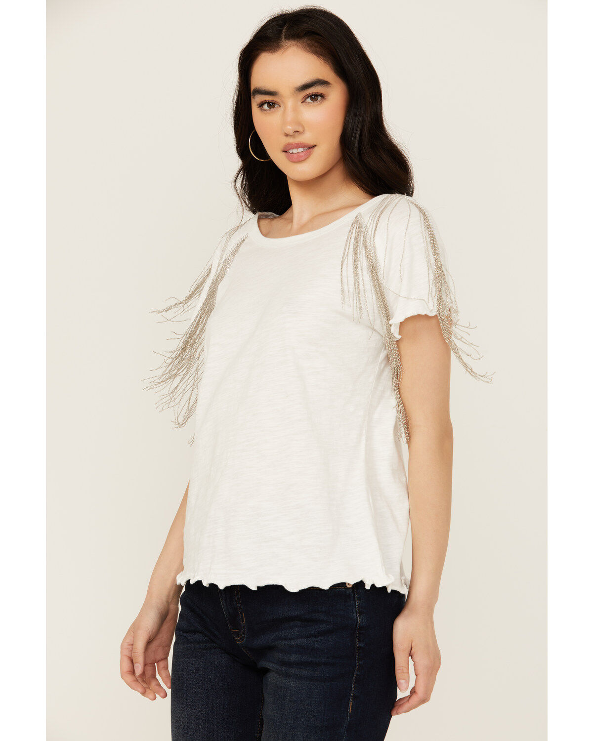 Blue B Women's Fringe Shoulder Tee