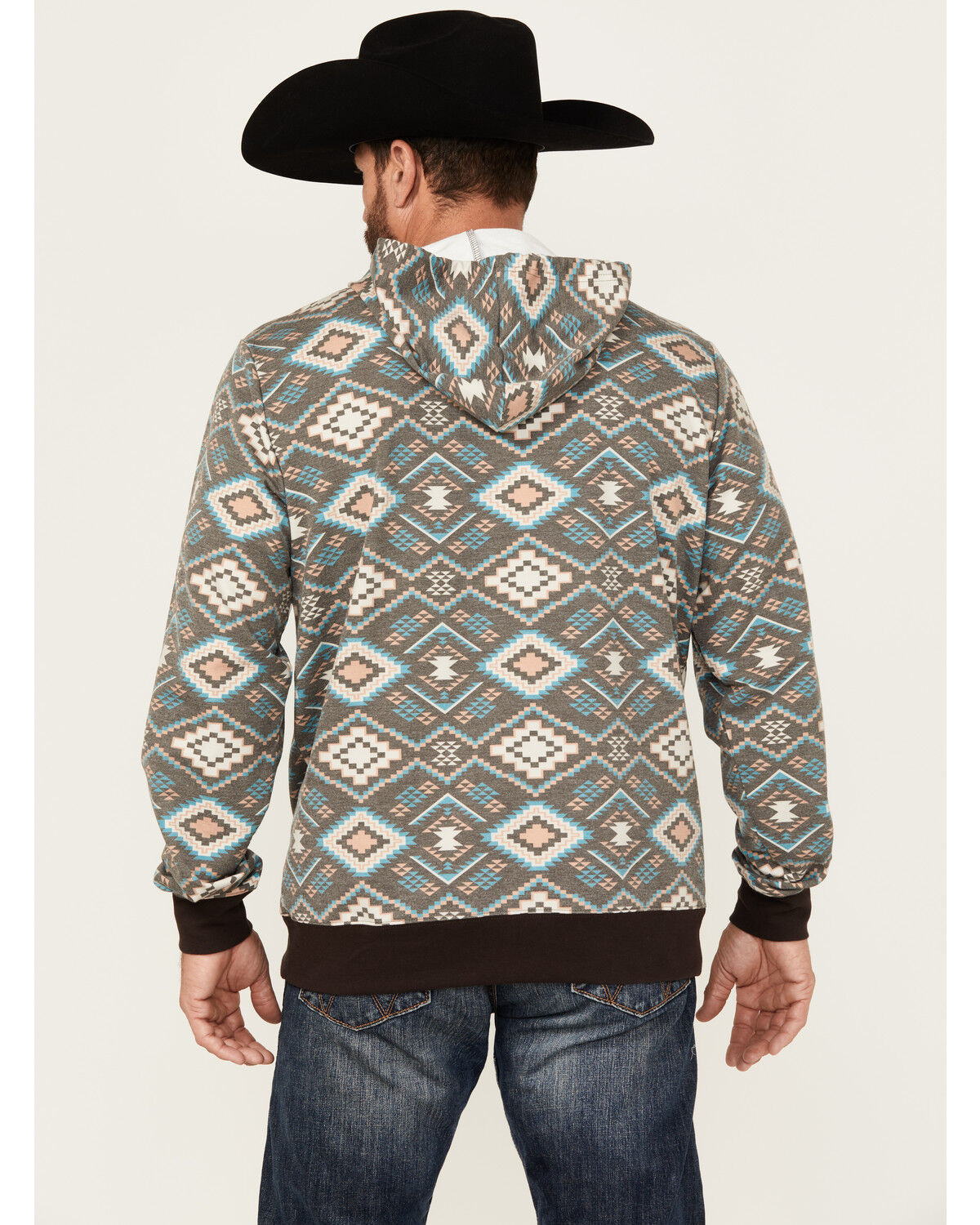 Rock & Roll Denim Men's Southwestern Print Hooded Sweatshirt