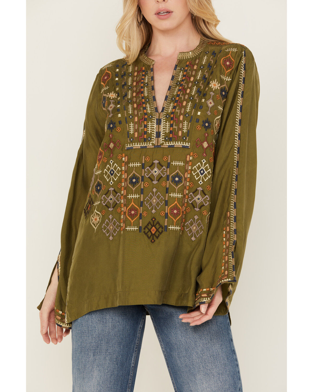Johnny Was Women's Embroidered Long Sleeve Shirt