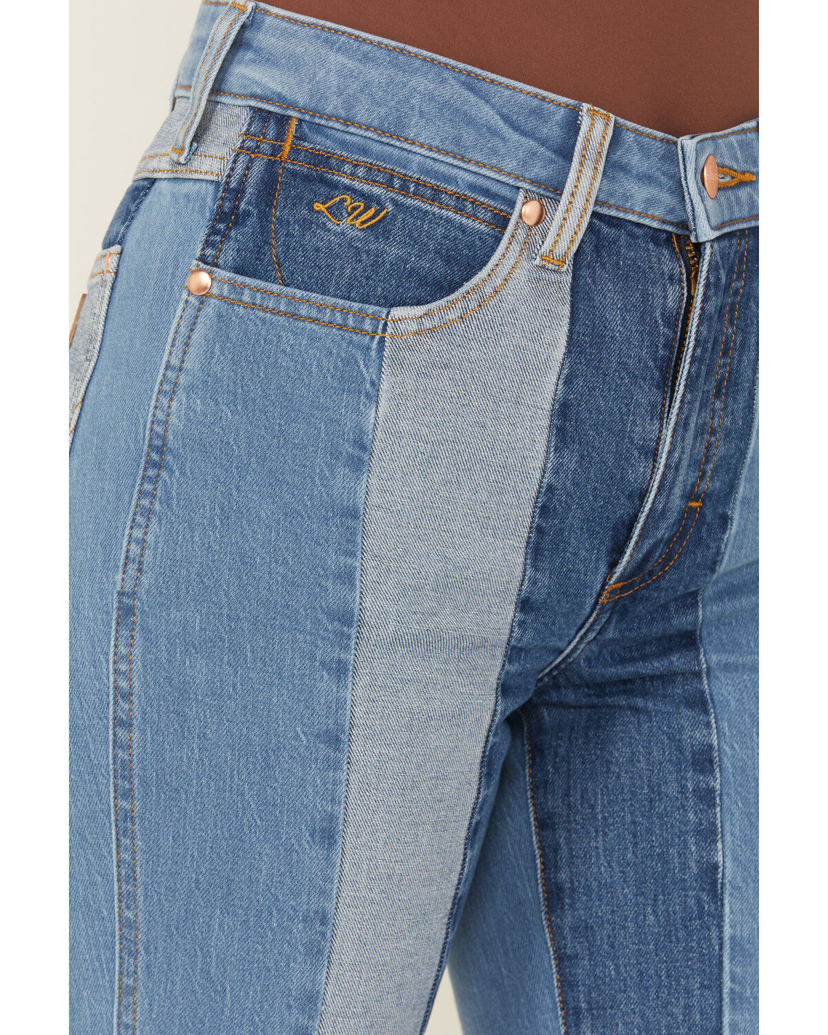 Wrangler X Lainey Wilson Women's High Rise Patchwork Flare Stretch Denim Jeans