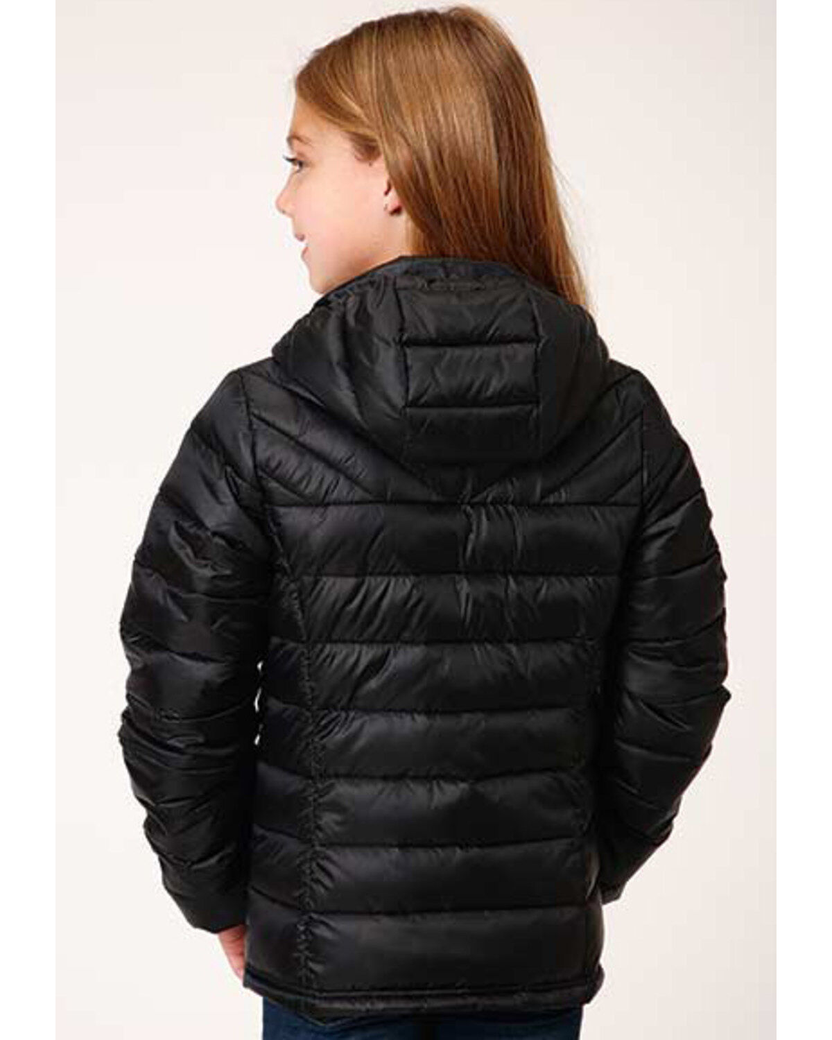 Roper Girls' Solid Crushable Parachute Zip-Front Hooded Nylon Jacket
