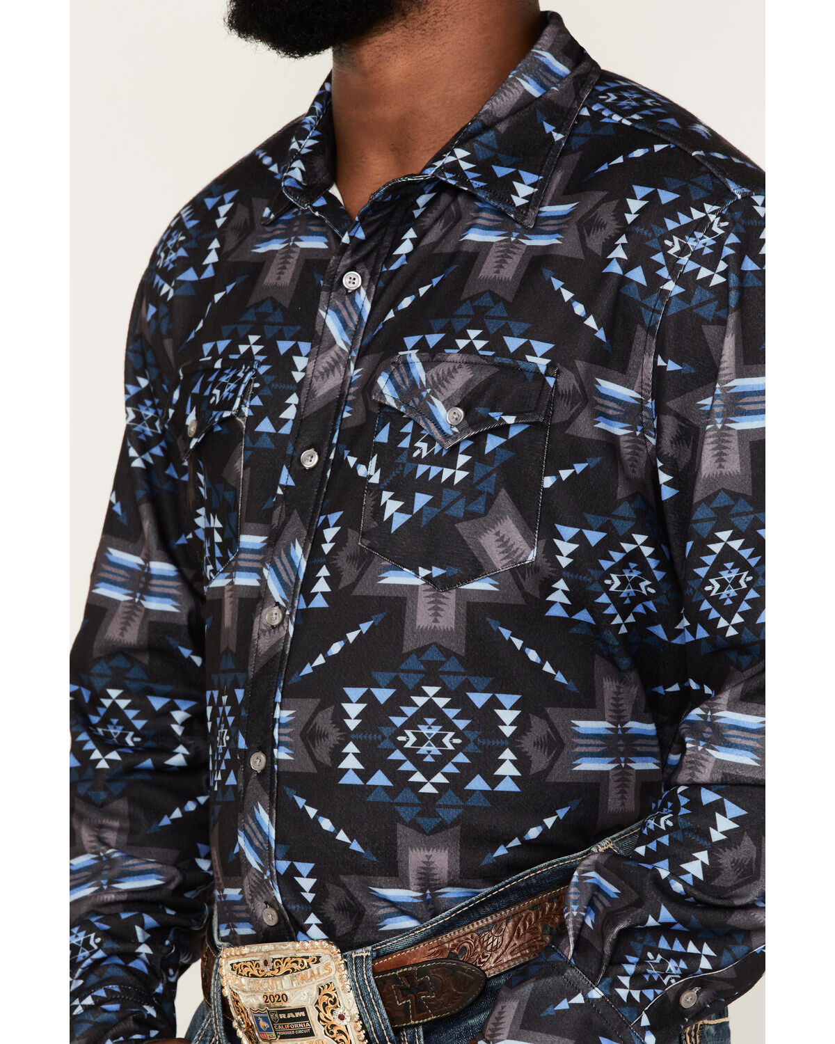 Rock & Roll Denim Men's Southwestern Knit Long Sleeve Button Down Shirt