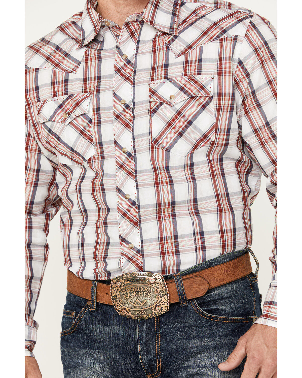 Wrangler Men's Plaid Print Long Sleeve Snap Western Shirt