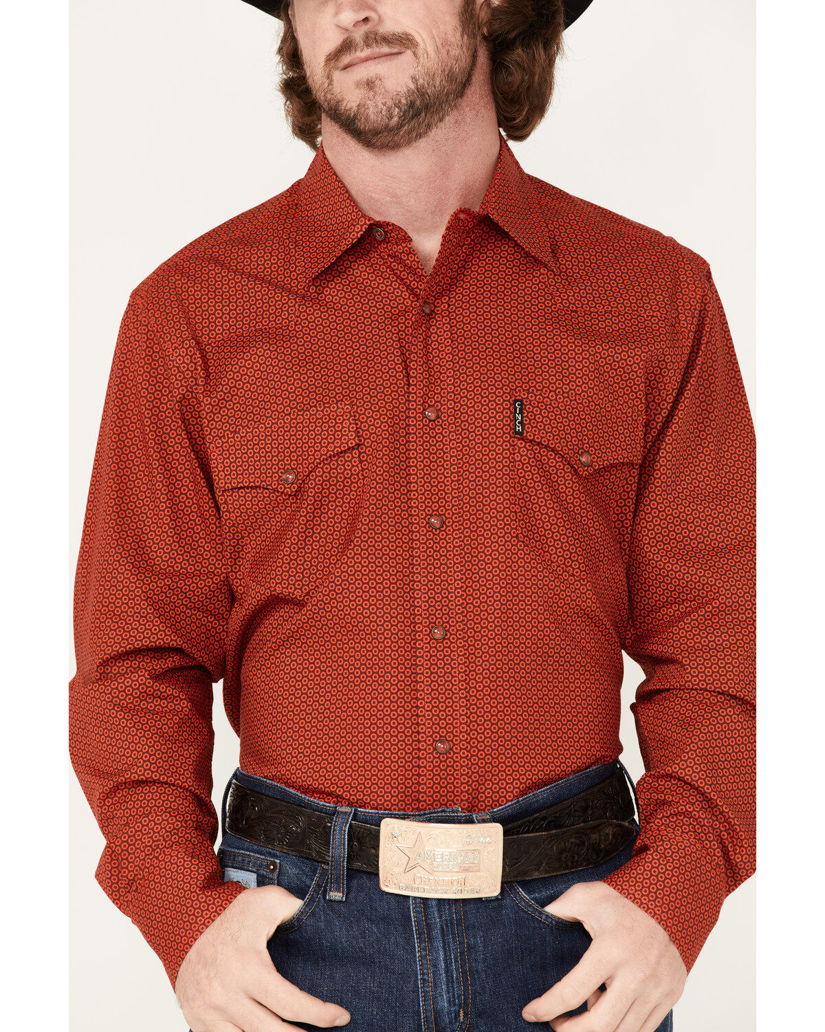 Cinch Men's Modern Fit Small Geo Print Snap Western Shirt