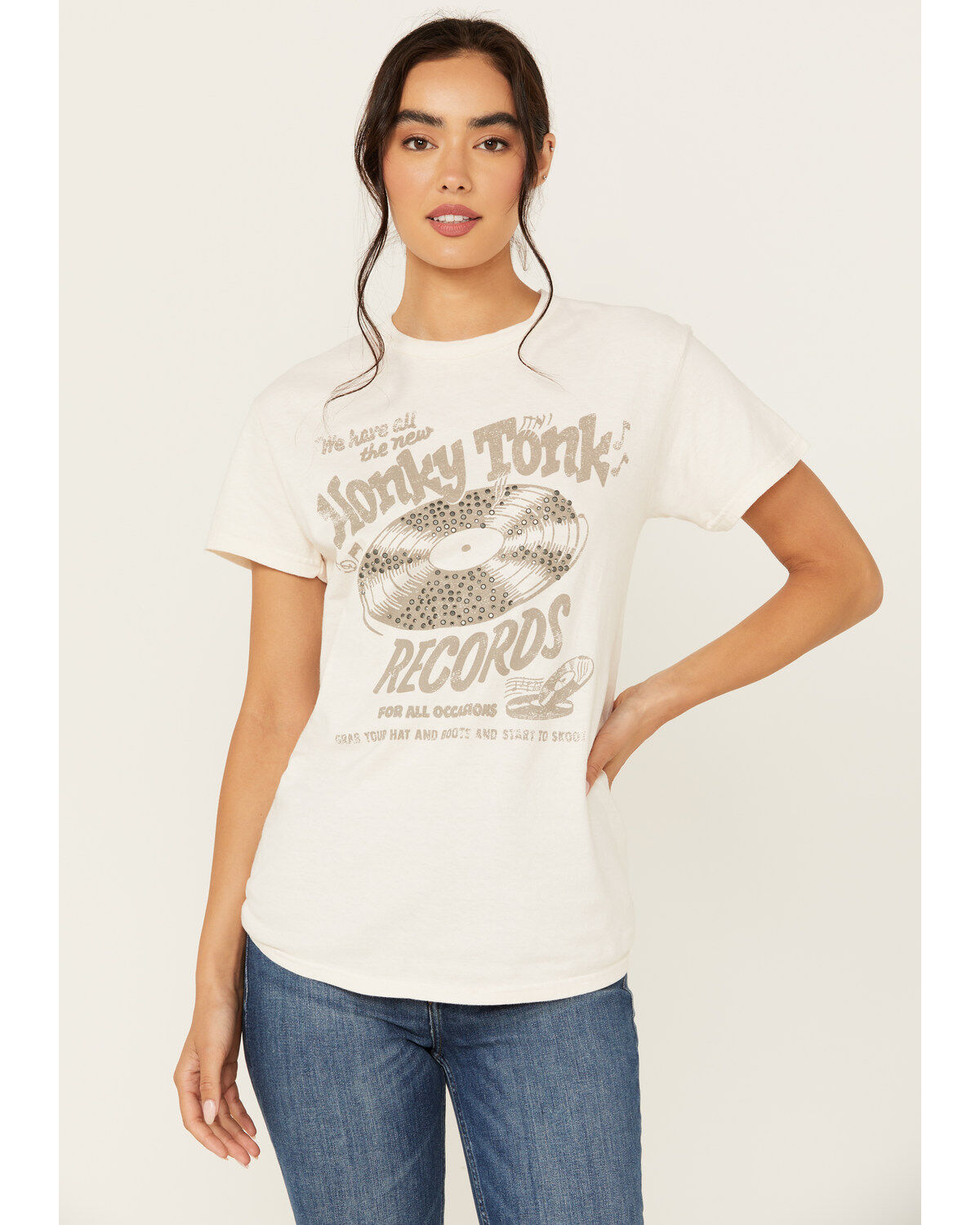 Youth in Revolt Women's Embellished Honky Tonk Short Sleeve Graphic Tee