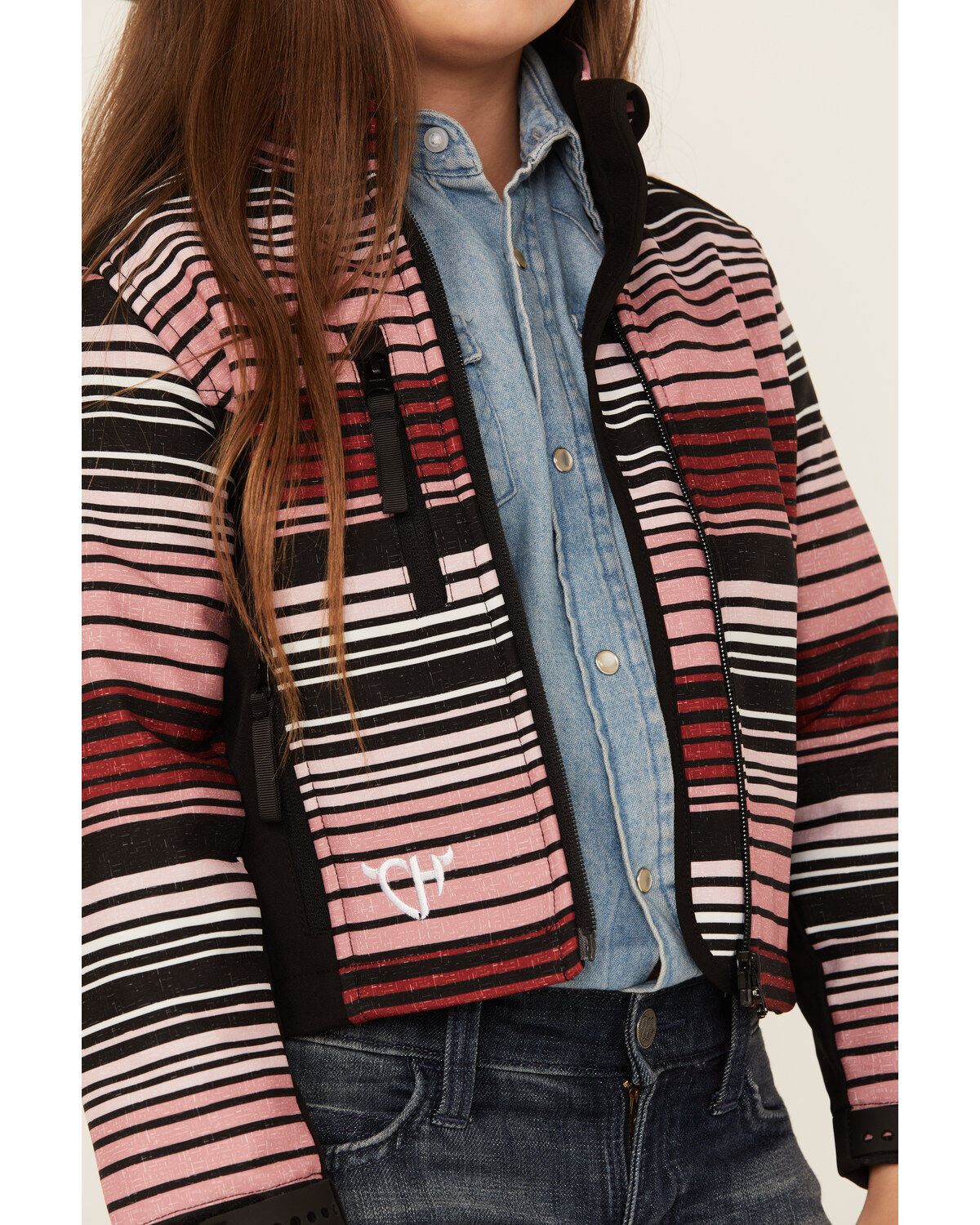 Cowgirl Hardware Girls' Desert Serape Striped Poly Shell Jacket