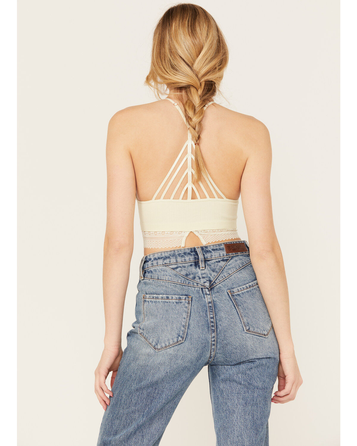 Fornia Women's Halter Lace Trim Bralette