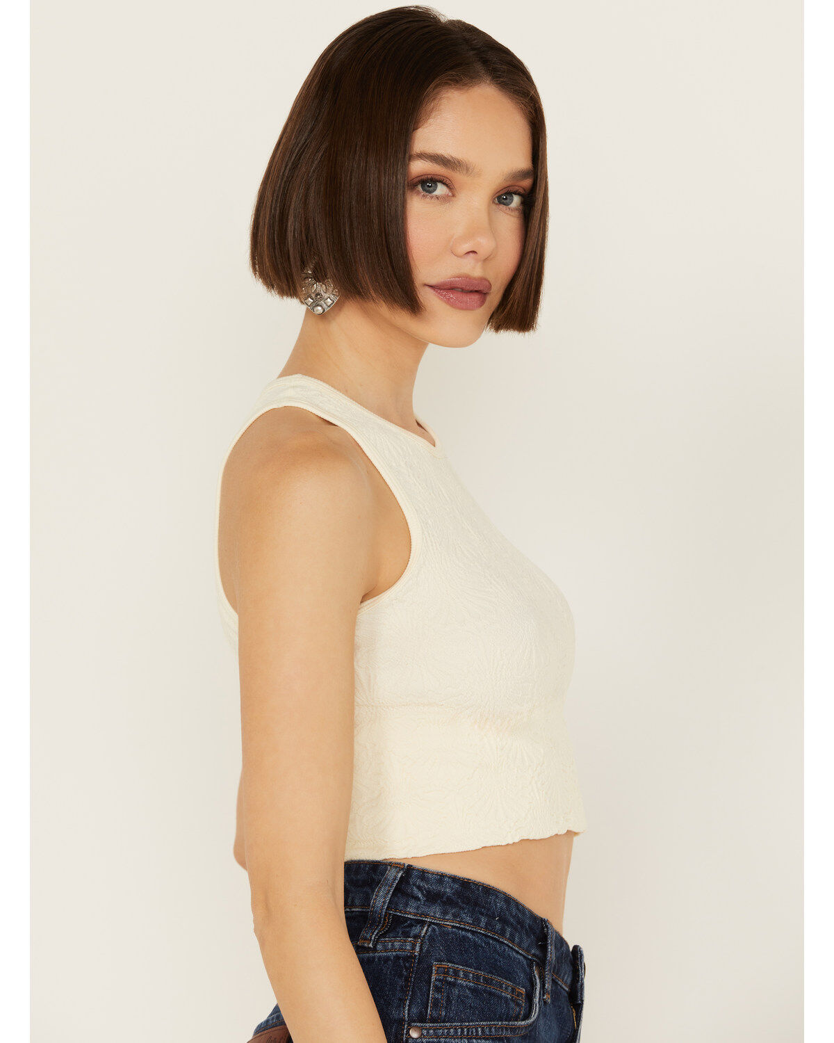 Fornia Women's Floral High Neck Cropped Top